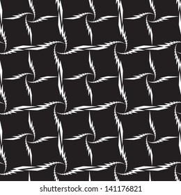 Abstract seamless vector black and white inverted pattern with thorny grid structure.  Easy to change the colors.