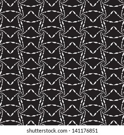 Abstract seamless vector black and white inverted pattern with crab-like figures.  Easy to change the colors.