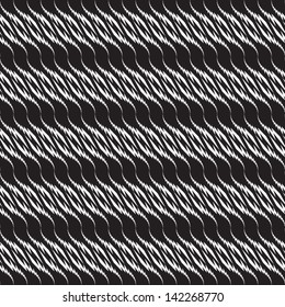Abstract seamless vector black and white inverted pattern with waves of barbed wire. Easy to change the colors.