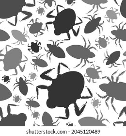 Abstrakte nahtlose Vektorgrafik schwarz-weiß ausgekleidete Muster von Illustrationen Design von Bugs. Das Design ist perfekt für Textilien, Dekorationen, Hintergründe, Werbung, Zwischenprodukte