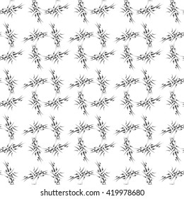 Abstract seamless vector black and white  pattern with stylized thorns