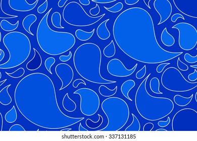 Abstract seamless vector blue background of small and large drops