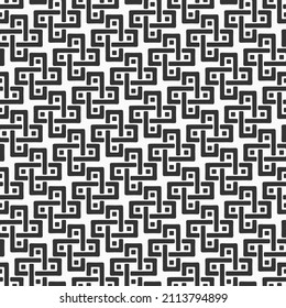 Abstract seamless vector cross tiles pattern. Geometric cross shapes ornament. Repeating tiles, filled shapes. Black and white vector background.