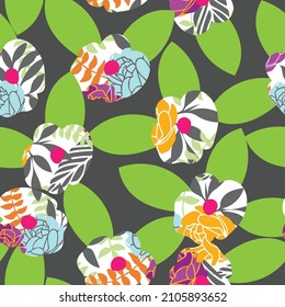Abstract Seamless vector floral digital collage pattern background. Suitable for packaging, wrapping paper, fabric, scrapbooking, backdrop and for other design projects. 