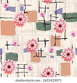 abstract seamless vector flower pattern