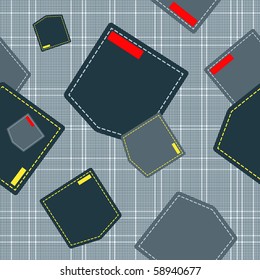 abstract seamless vector illustration with jeans pockets