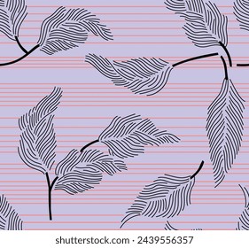abstract seamless vector leaves pattern on grey background