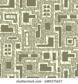 Abstract seamless vector pattern. Basic shapes and lines. Monochrome.  