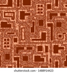 Abstract seamless vector pattern. Basic shapes and lines. Brown, yellow. beige