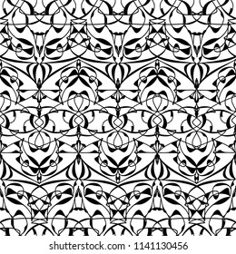 Abstract seamless vector pattern. Black and white background