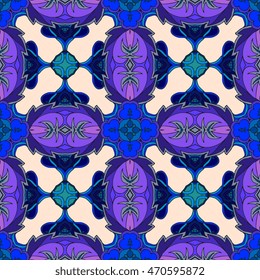 Abstract seamless vector pattern in blue and lilac tones.