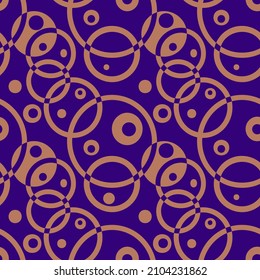 Abstract seamless vector pattern. Bubbles and circles. Orange and violet color palette