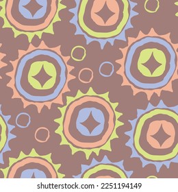 Abstract seamless vector pattern with circle, dots and spots decorative elements. Hand drawn background in boho style for textile print, fabric design, wallpaper and digital paper, wrapping.