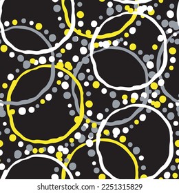 Abstract seamless vector pattern with circle, dots and spots decorative elements. Hand drawn background in boho style for textile print, fabric design, wallpaper and digital paper, wrapping.