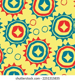 Abstract seamless vector pattern with circle, dots and spots decorative elements. Hand drawn background in boho style for textile print, fabric design, wallpaper and digital paper, wrapping.