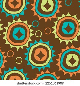 Abstract seamless vector pattern with circle, dots and spots decorative elements. Hand drawn background in boho style for textile print, fabric design, wallpaper and digital paper, wrapping.