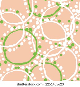 Abstract seamless vector pattern with circle, dots and spots decorative elements. Hand drawn background in boho style for textile print, fabric design, wallpaper and digital paper, wrapping.