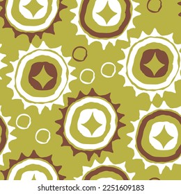 Abstract seamless vector pattern with circle, dots and spots decorative elements. Hand drawn background in boho style for textile print, fabric design, wallpaper and digital paper, wrapping.