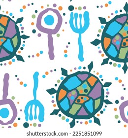 Abstract seamless vector pattern with circle, dots and spots decorative elements. Hand drawn background in boho style for textile print, fabric design, wallpaper and digital paper, wrapping.