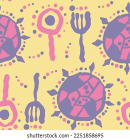 Abstract seamless vector pattern with circle, dots and spots decorative elements. Hand drawn background in boho style for textile print, fabric design, wallpaper and digital paper, wrapping.