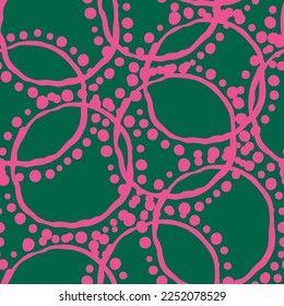 Abstract seamless vector pattern with circle, dots and spots decorative elements. Hand drawn background in boho style for textile print, fabric design, wallpaper and digital paper, wrapping.