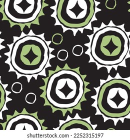 Abstract seamless vector pattern with circle, dots and spots decorative elements. Hand drawn background in boho style for textile print, fabric design, wallpaper and digital paper, wrapping.