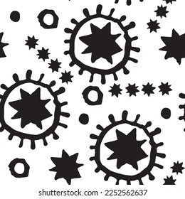 Abstract seamless vector pattern with circle, dots and spots decorative elements. Hand drawn background in boho style for textile print, fabric design, wallpaper and digital paper, wrapping.