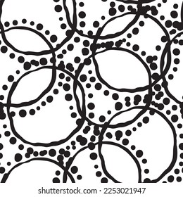 Abstract seamless vector pattern with circle, dots and spots decorative elements. Hand drawn background in boho style for textile print, fabric design, wallpaper and digital paper, wrapping.