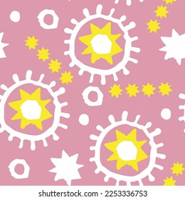 Abstract seamless vector pattern with circle, dots and spots decorative elements. Hand drawn background in boho style for textile print, fabric design, wallpaper and digital paper, wrapping.