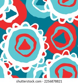 Abstract seamless vector pattern with circle, dots and spots decorative elements. Hand drawn background in boho style for textile print, fabric design, wallpaper and digital paper, wrapping.