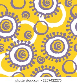 Abstract seamless vector pattern with circle, dots and spots decorative elements. Hand drawn background in boho style for textile print, fabric design, wallpaper and digital paper, wrapping.