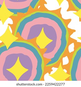 Abstract seamless vector pattern with circle, dots and spots decorative elements. Hand drawn background in boho style for textile print, fabric design, wallpaper and digital paper, wrapping.