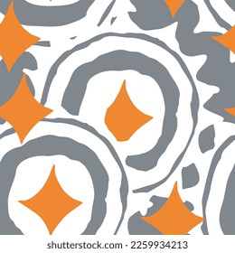 Abstract seamless vector pattern with circle, dots and spots decorative elements. Hand drawn background in boho style for textile print, fabric design, wallpaper and digital paper, wrapping.