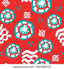 Abstract seamless vector pattern with circle, dots and spots decorative elements. Hand drawn background in boho style for textile print, fabric design, wallpaper and digital paper, wrapping.