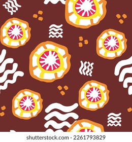 Abstract seamless vector pattern with circle, dots and spots decorative elements. Hand drawn background in boho style for textile print, fabric design, wallpaper and digital paper, wrapping.