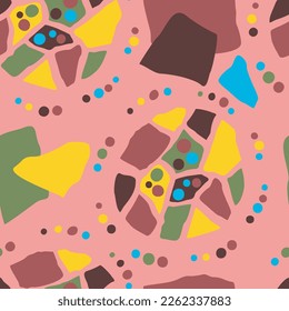 Abstract seamless vector pattern with circle, dots and spots decorative elements. Hand drawn background in boho style for textile print, fabric design, wallpaper and digital paper, wrapping.