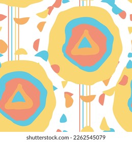 Abstract seamless vector pattern with circle, dots and spots decorative elements. Hand drawn background in boho style for textile print, fabric design, wallpaper and digital paper, wrapping.