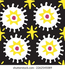 Abstract seamless vector pattern with circle, dots and spots decorative elements. Hand drawn background in boho style for textile print, fabric design, wallpaper and digital paper, wrapping.