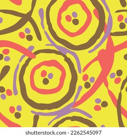 Abstract seamless vector pattern with circle, dots and spots decorative elements. Hand drawn background in boho style for textile print, fabric design, wallpaper and digital paper, wrapping.