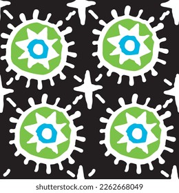 Abstract seamless vector pattern with circle, dots and spots decorative elements. Hand drawn background in boho style for textile print, fabric design, wallpaper and digital paper, wrapping.