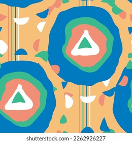 Abstract seamless vector pattern with circle, dots and spots decorative elements. Hand drawn background in boho style for textile print, fabric design, wallpaper and digital paper, wrapping.