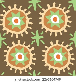 Abstract seamless vector pattern with circle, dots and spots decorative elements. Hand drawn background in boho style for textile print, fabric design, wallpaper and digital paper, wrapping.