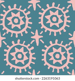Abstract seamless vector pattern with circle, dots and spots decorative elements. Hand drawn background in boho style for textile print, fabric design, wallpaper and digital paper, wrapping.