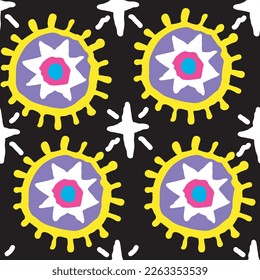 Abstract seamless vector pattern with circle, dots and spots decorative elements. Hand drawn background in boho style for textile print, fabric design, wallpaper and digital paper, wrapping.