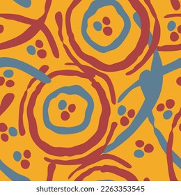 Abstract seamless vector pattern with circle, dots and spots decorative elements. Hand drawn background in boho style for textile print, fabric design, wallpaper and digital paper, wrapping.