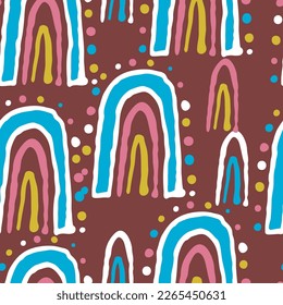 Abstract seamless vector pattern with circle, dots and spots decorative elements. Hand drawn background in boho style for textile print, fabric design, wallpaper and digital paper, wrapping.