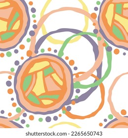 Abstract seamless vector pattern with circle, dots and spots decorative elements. Hand drawn background in boho style for textile print, fabric design, wallpaper and digital paper, wrapping.