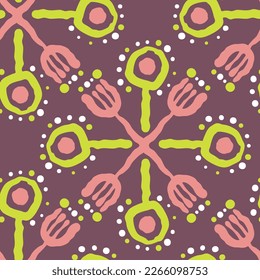 Abstract seamless vector pattern with circle, dots and spots decorative elements. Hand drawn background in boho style for textile print, fabric design, wallpaper and digital paper, wrapping.