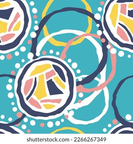 Abstract seamless vector pattern with circle, dots and spots decorative elements. Hand drawn background in boho style for textile print, fabric design, wallpaper and digital paper, wrapping.