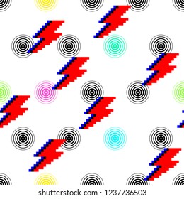 Abstract seamless vector pattern/ Circles and thunderbolts
